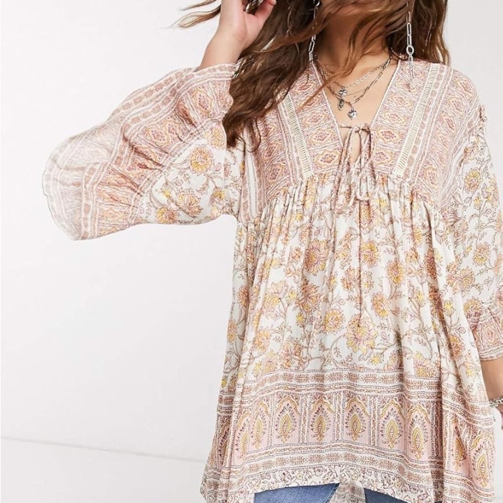 Free People Moonlight Dance Floral Boho Blouse